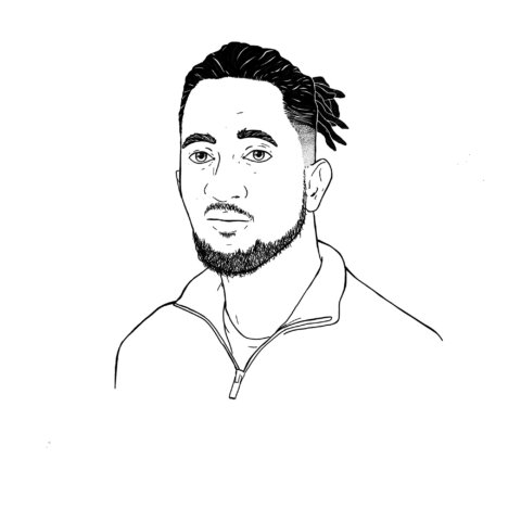 line drawing of man : Marcus Nelson
